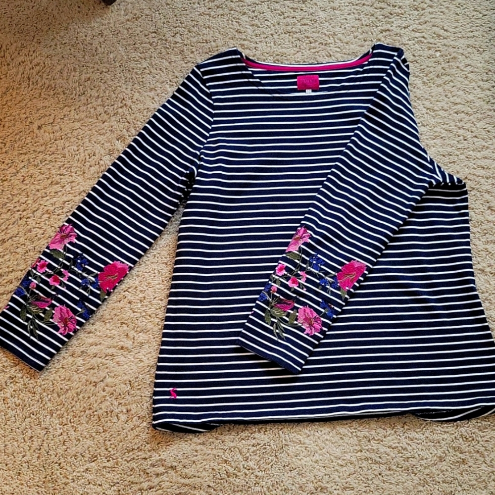 Joules Long Sleeve Shirt with Embroidered Sleeves